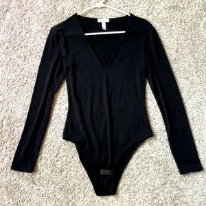 Black v-neck bodysuit by “Leith” (Nordstrom)